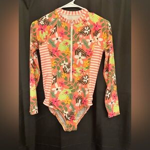 Wonder Nation girls Floral Long Sleeve Swimsuit X-Large 14/16 GUC